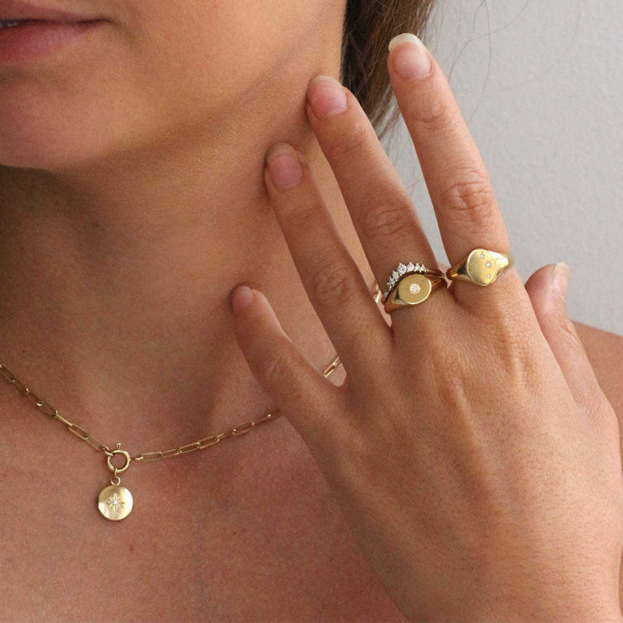 Chunky Northern Star necklace 14k gold