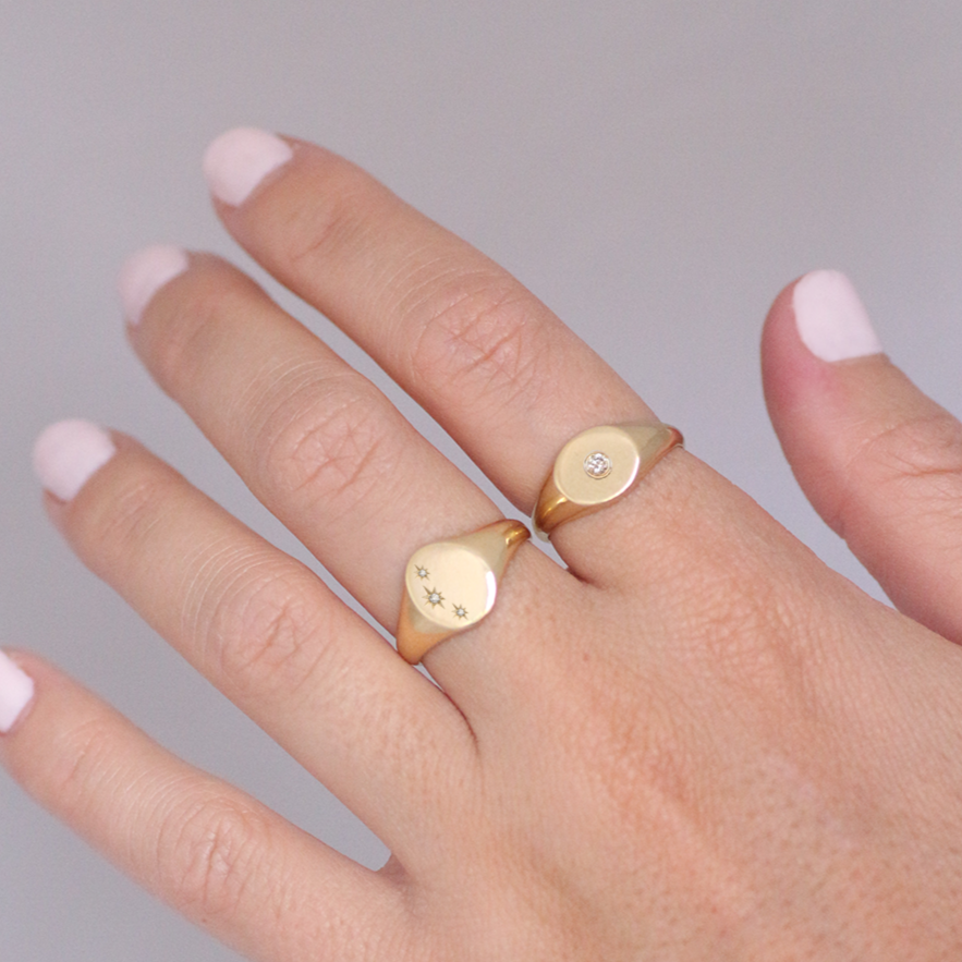 Diamond Moon signet ring