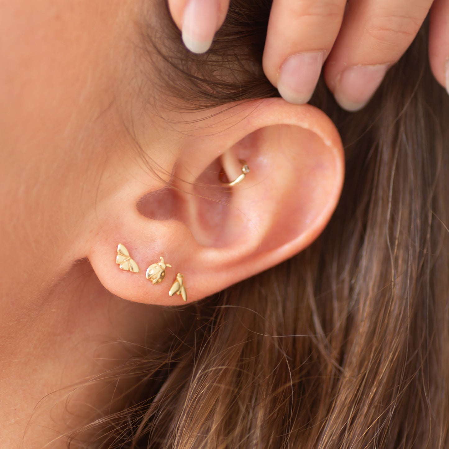 Butterfly earring stud 14k gold