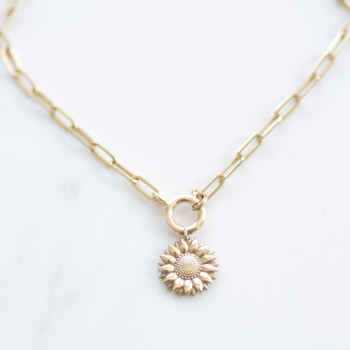 Sunflower pendant 14k gold