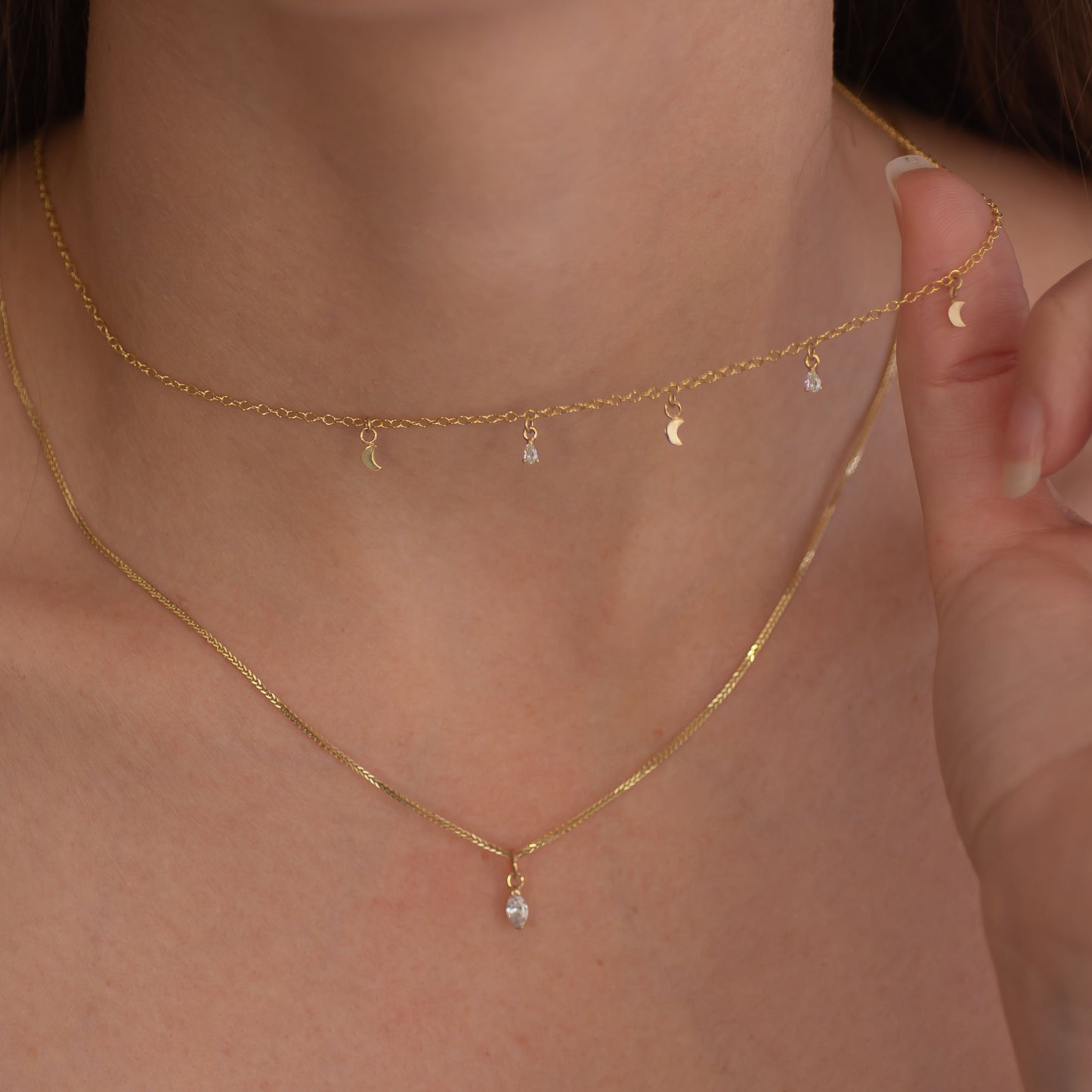 Selene Marquise Diamond necklace 14k gold