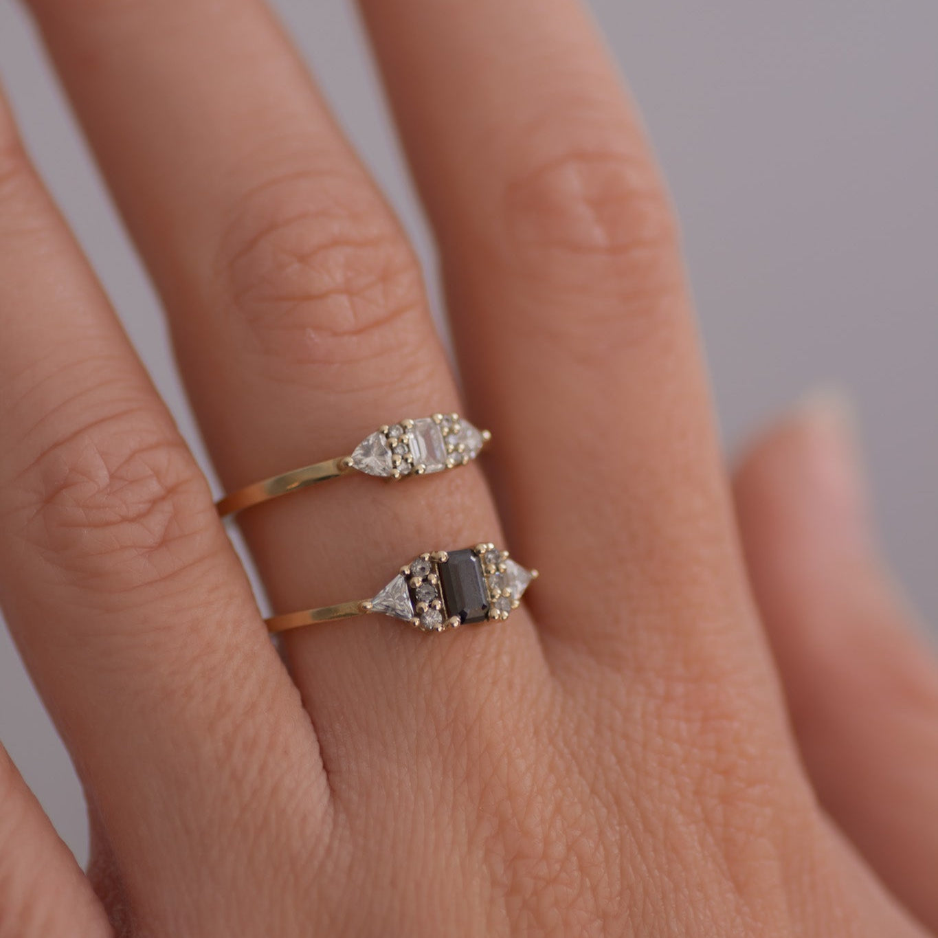 Black Moissanite Orchid Ring 14k gold