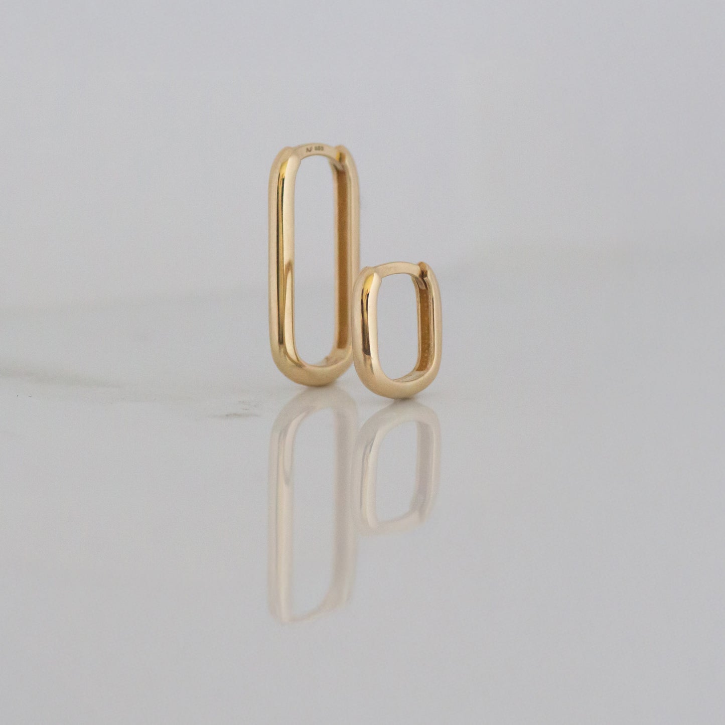 Large Rectangle Hoops 14k gold