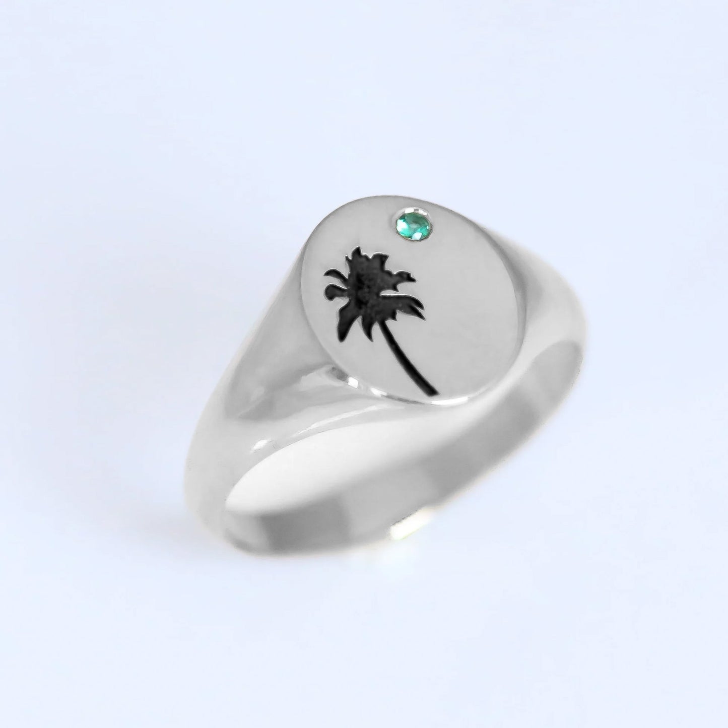 Palm Tree signet ring silver