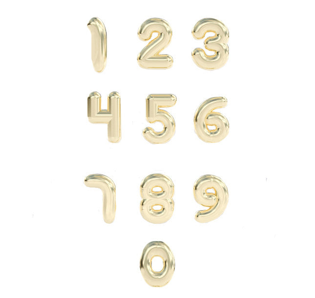 Number Earring Stud 14k gold