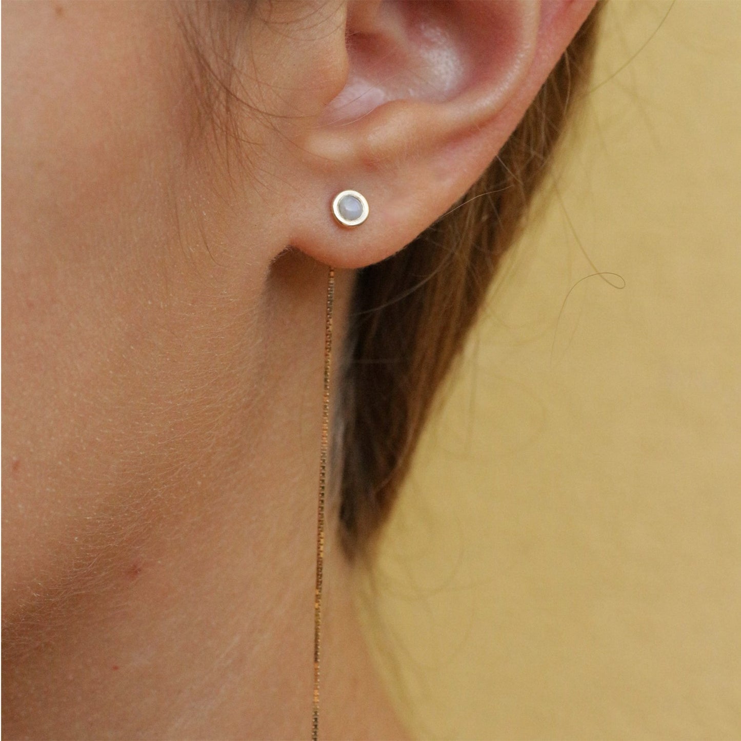 Opal chain stud 14k gold