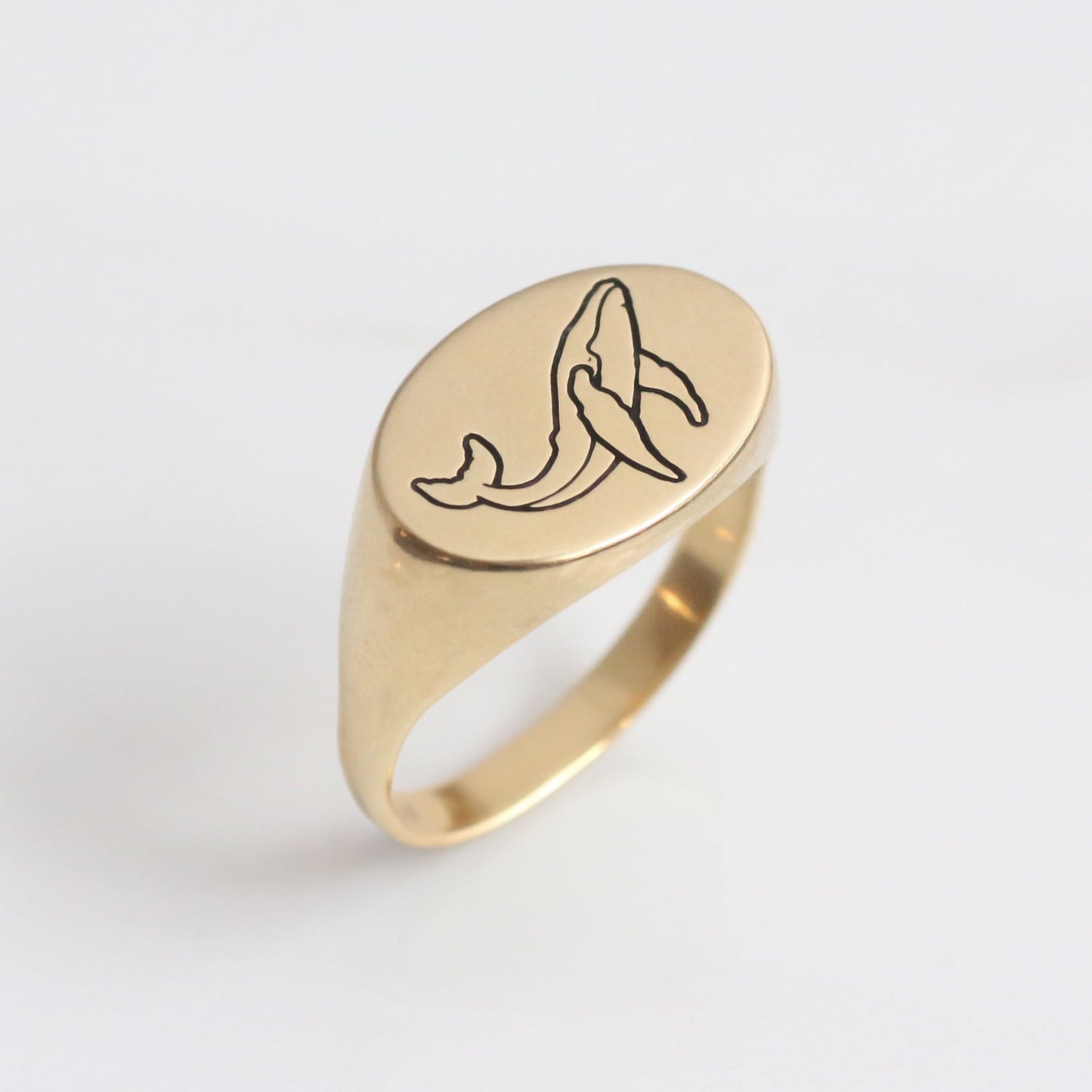 Whale Signet Ring 14k gold