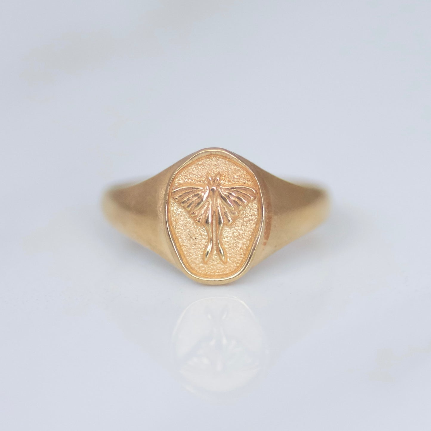 Luna Moth signet ring 14k gold