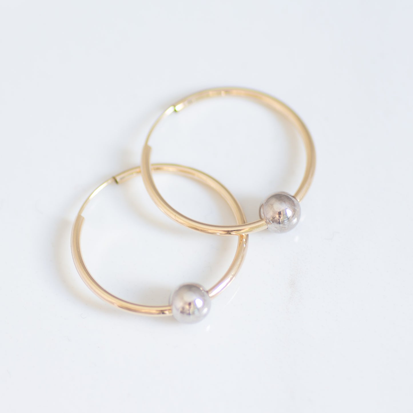 White Gold Ball hoops