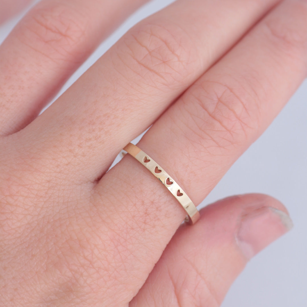 Custom Heart ring 14k gold