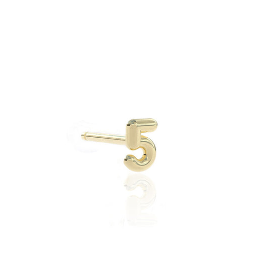Number Earring Stud 14k gold