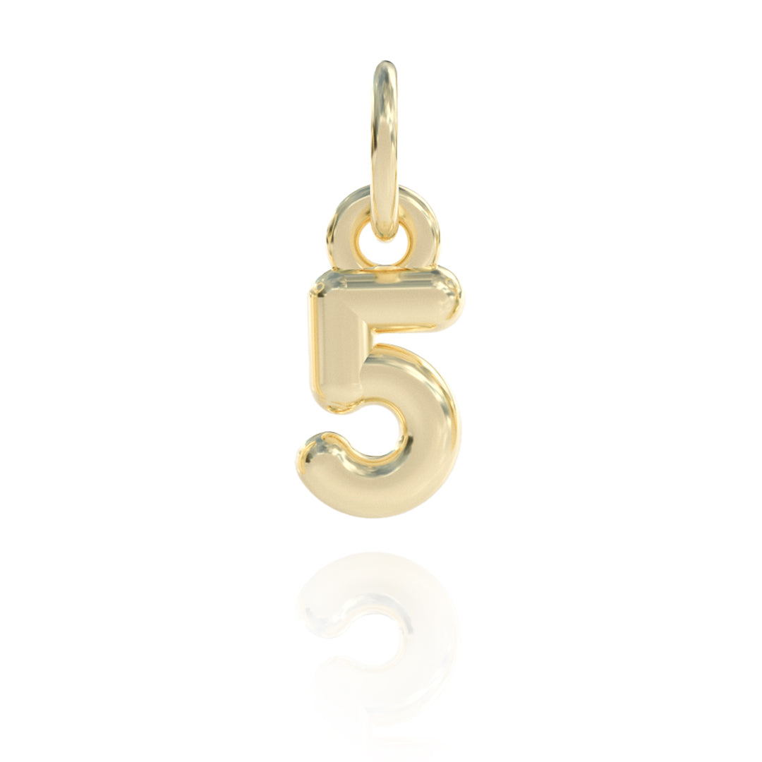 Number 5 Charm 14k gold
