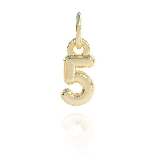 Number 5 Charm 14k gold