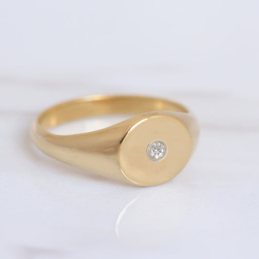 Diamond Moon signet ring