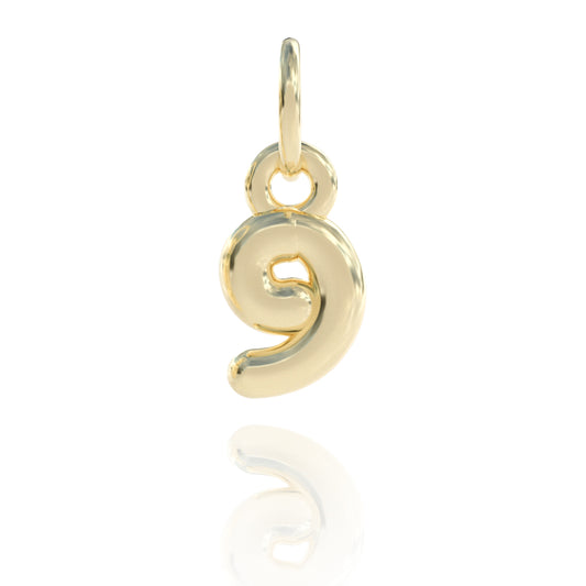 Number 9 Charm 14k gold