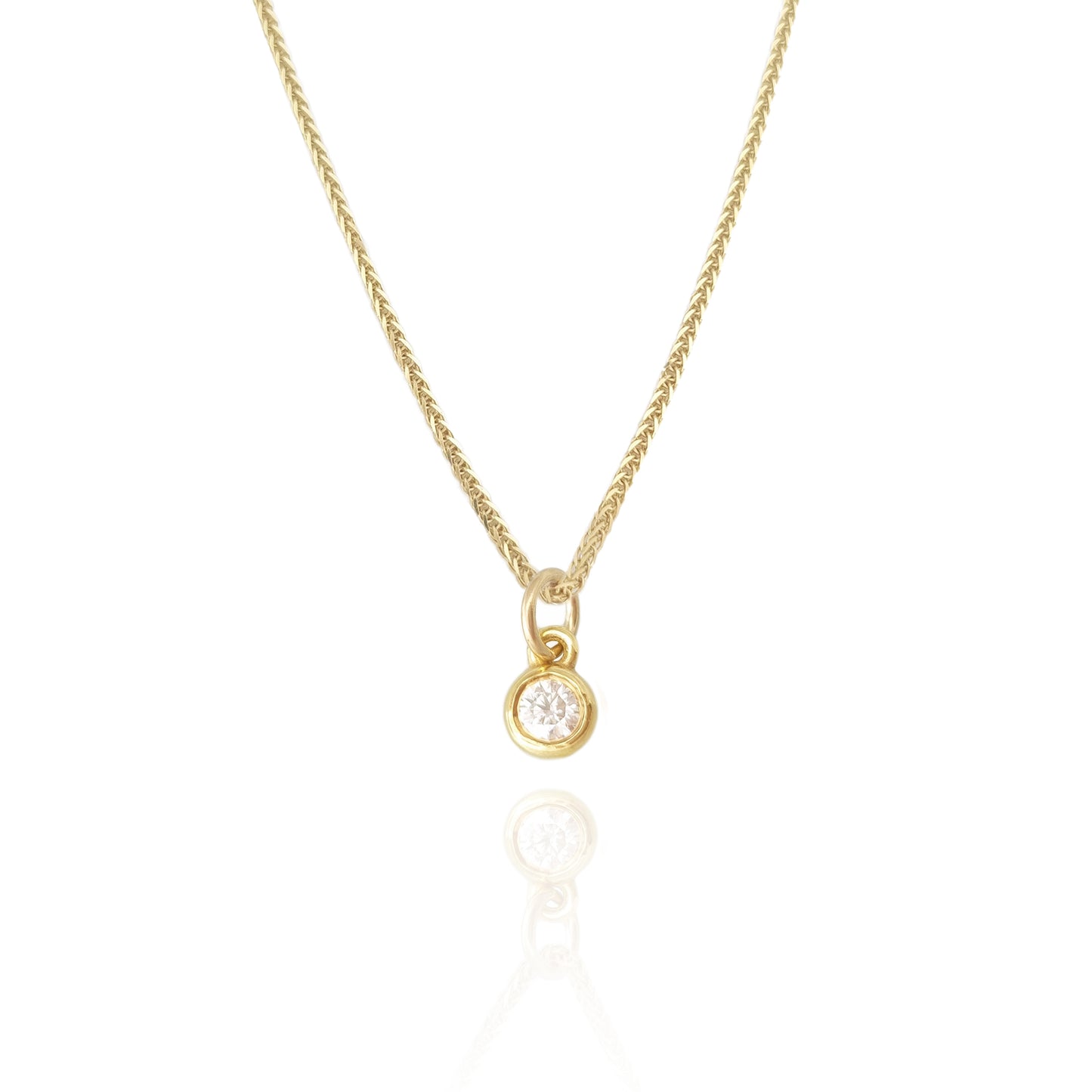 Birthstone Charm Necklace Round 14k gold
