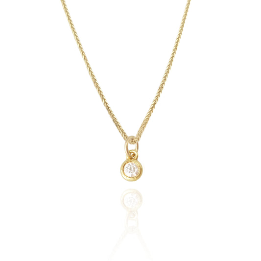 Birthstone Charm Necklace Round 14k gold
