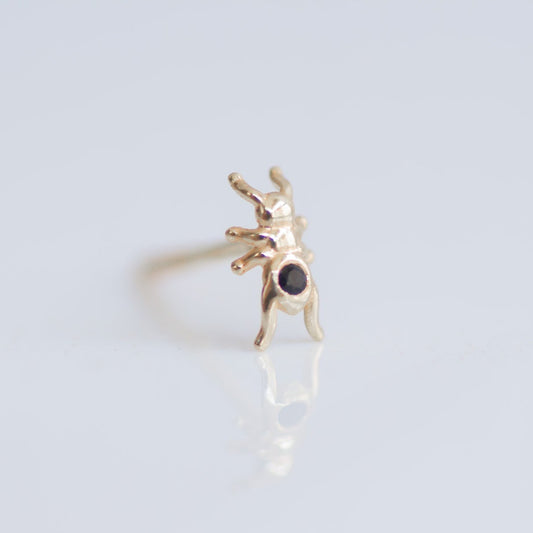 Ant earring stud 14k gold
