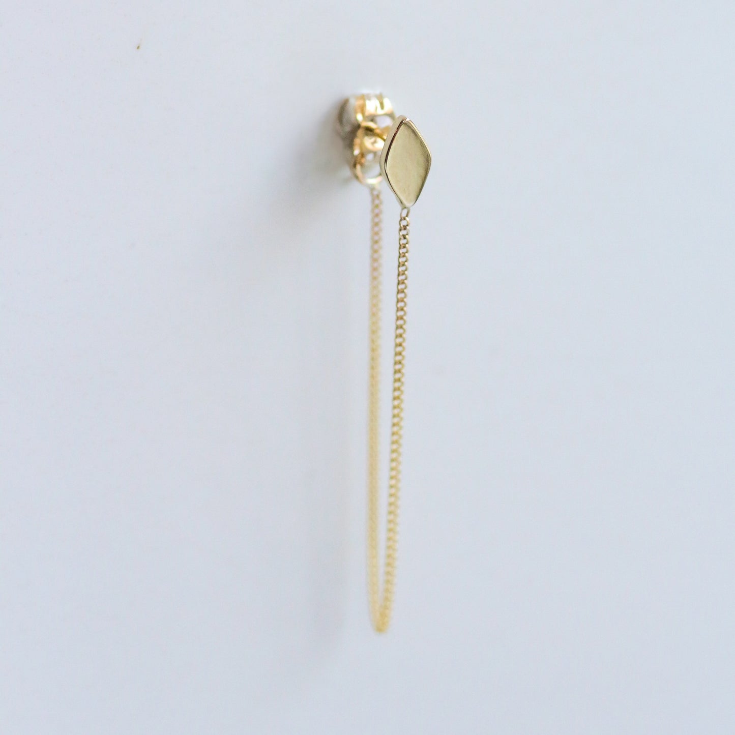 Marquise chain earring 14k gold