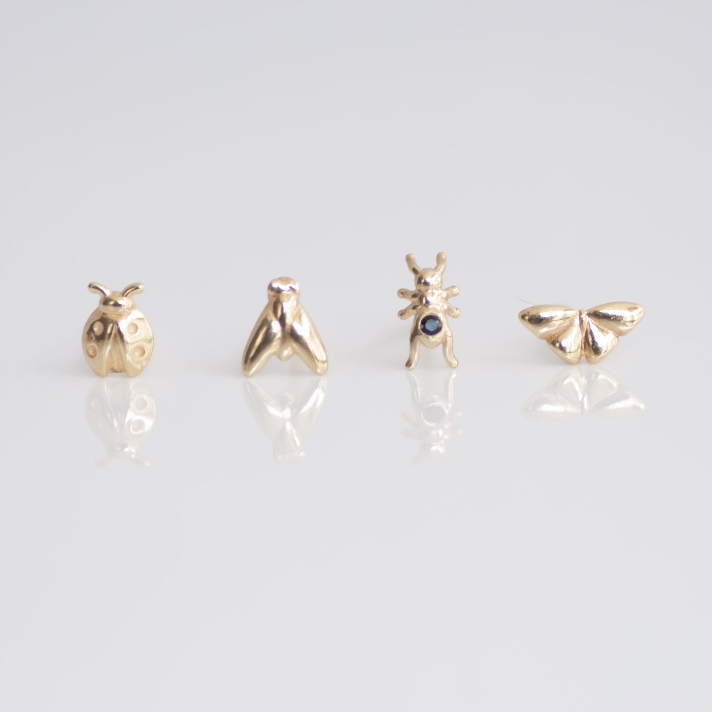 Ladybug earring stud 14k gold