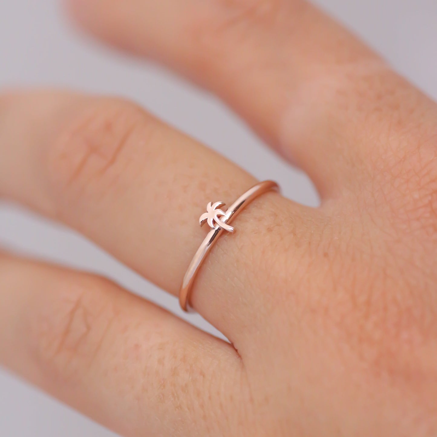 Mini Palm Tree ring 14k gold