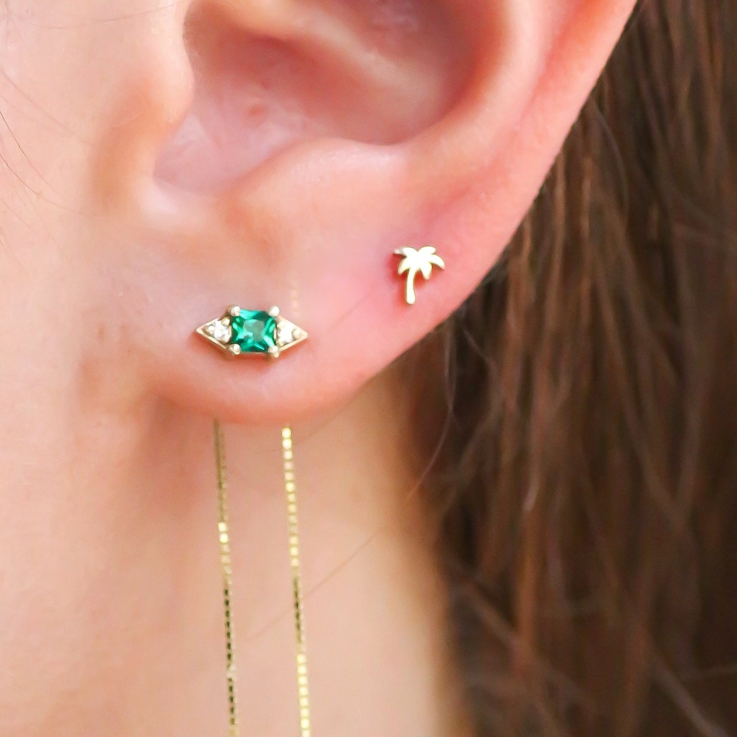 Palm Tree stud earring 14k gold