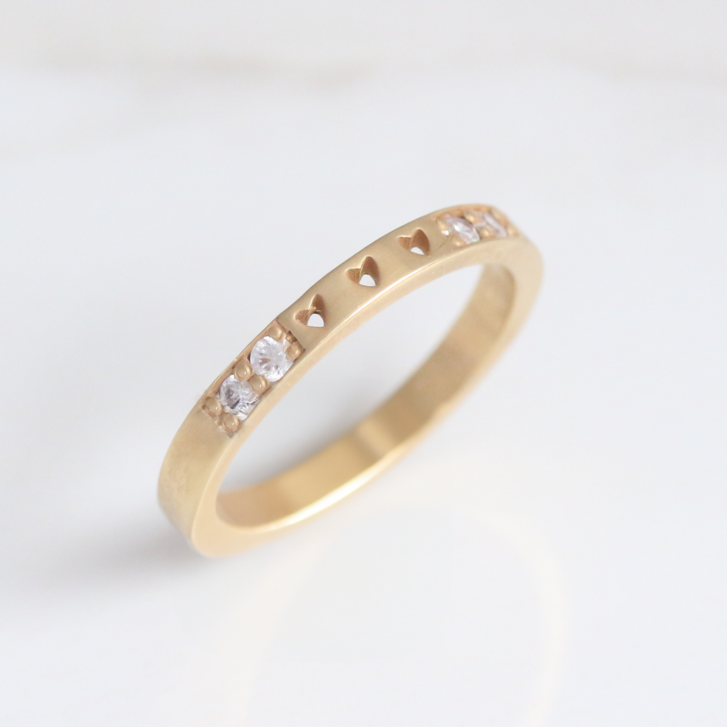Three hearts diamond ring 14k gold