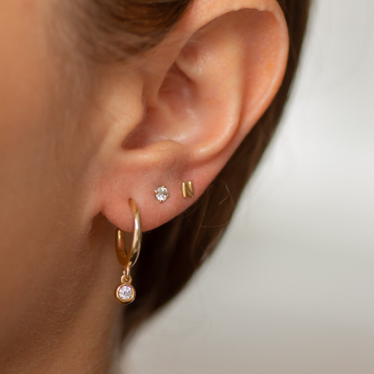 Birthstone Hoop Earring 14k gold