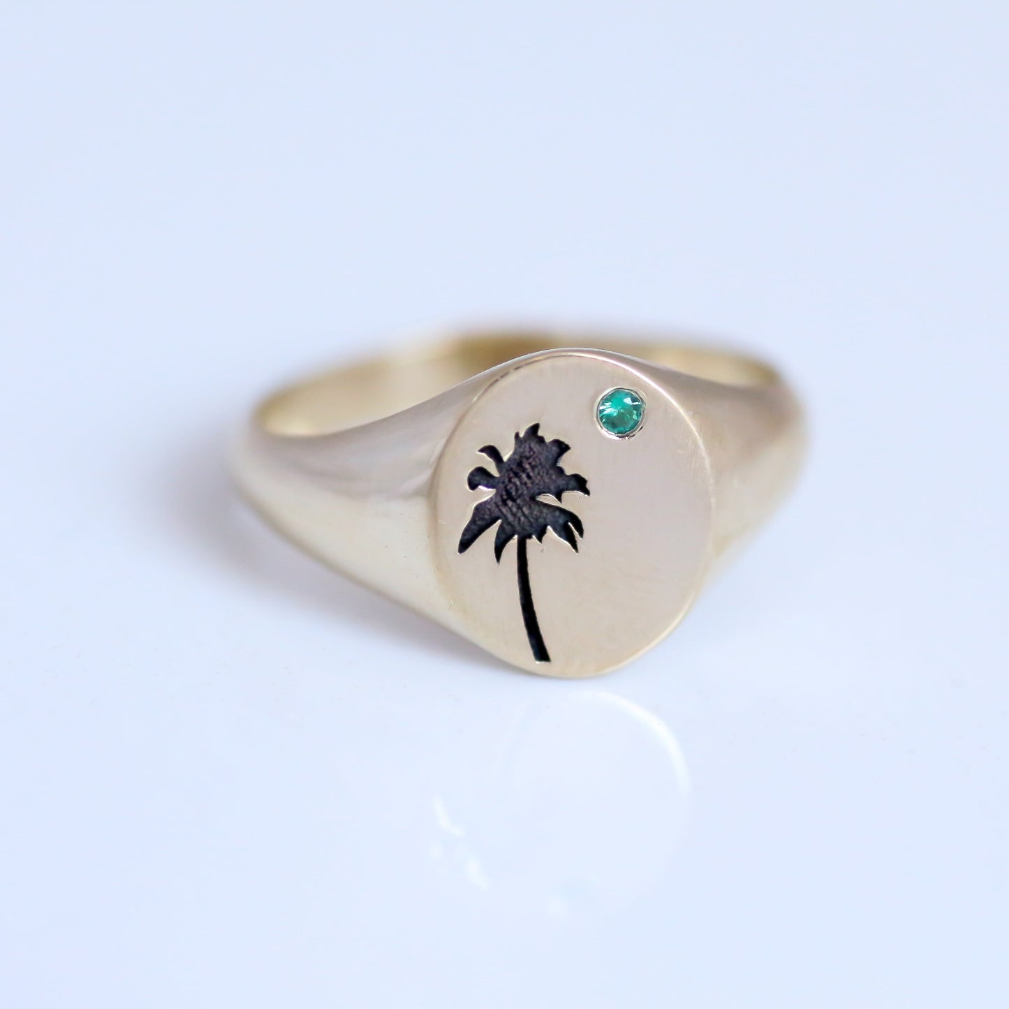 Palm Tree signet ring 14k gold