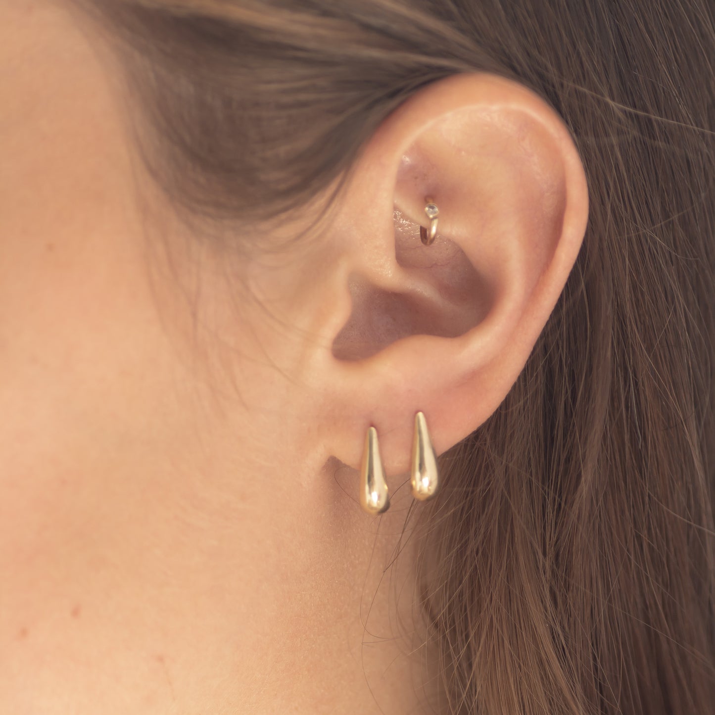 Drop Earring Hoops 14k gold