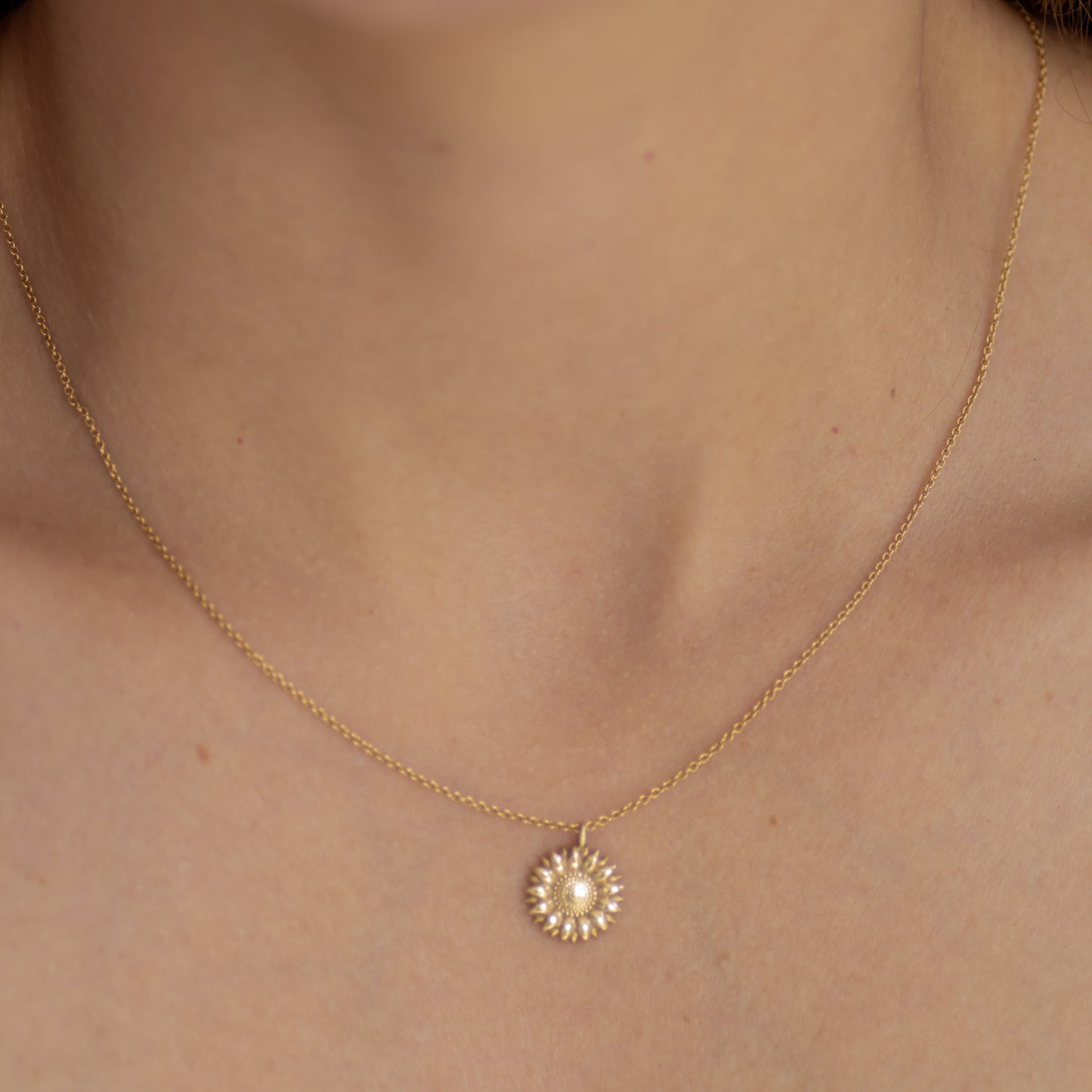 Sunflower Necklace 14k gold