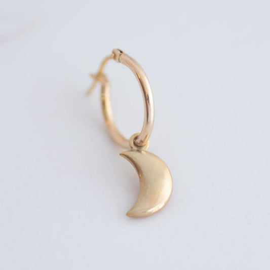 Moon Hoop Earring 14k gold