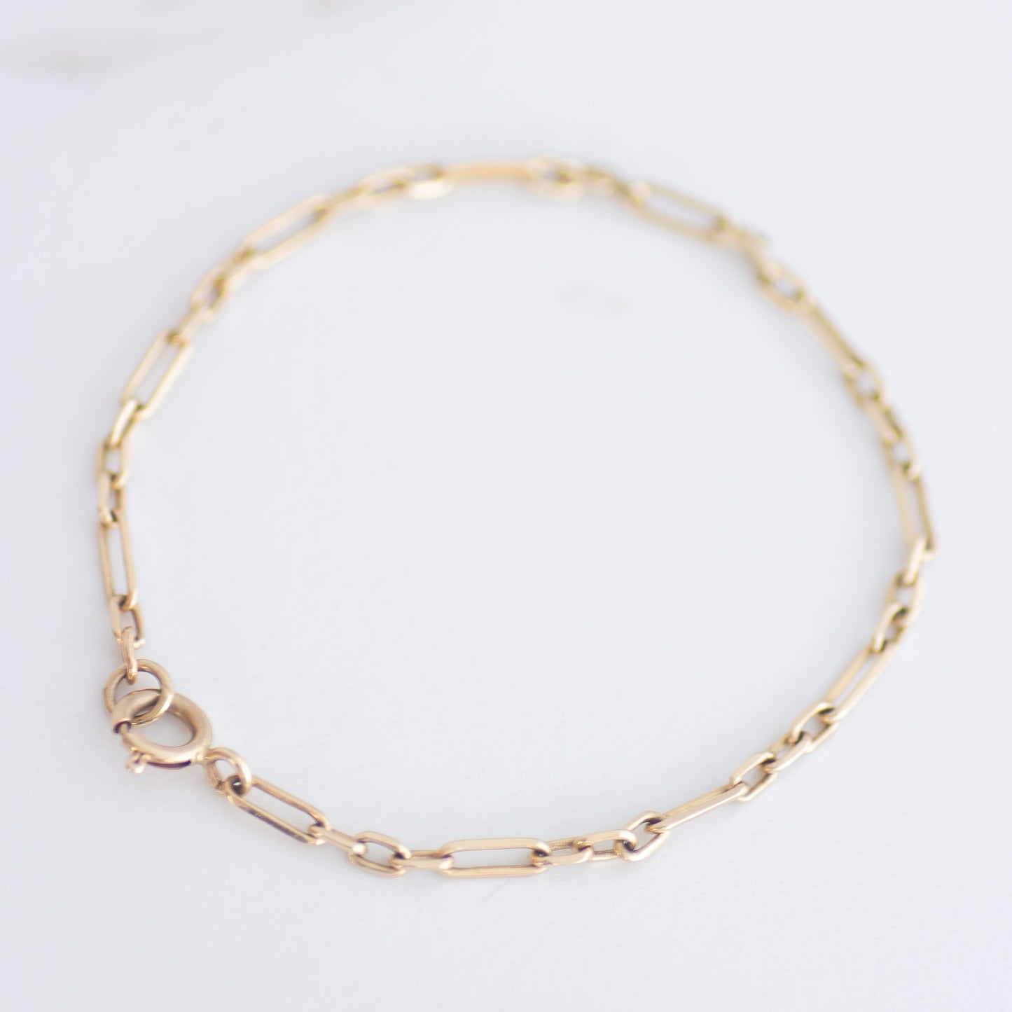 Link Chain bracelet Round Clasp 14k gold
