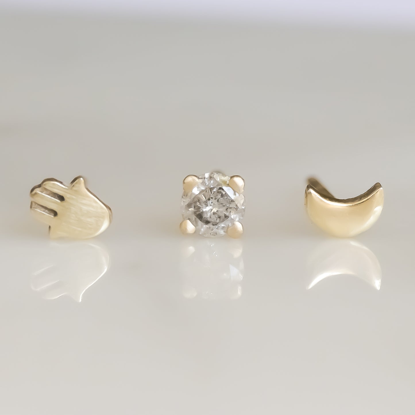 Mystic stud set 14k gold