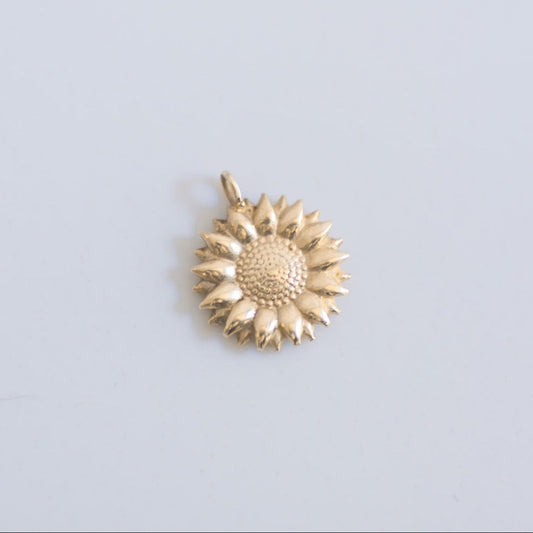 Sunflower pendant 14k gold