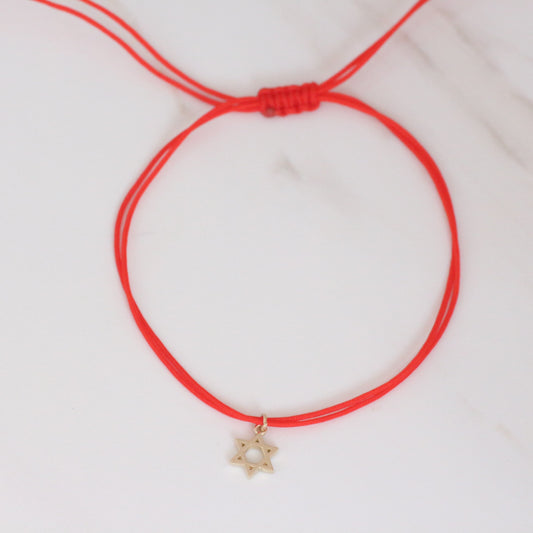Star of David string bracelet 14k gold