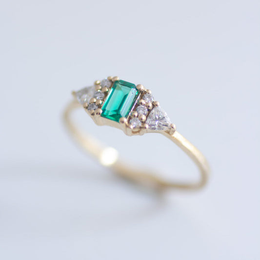 Emerald Orchid Ring 14k gold