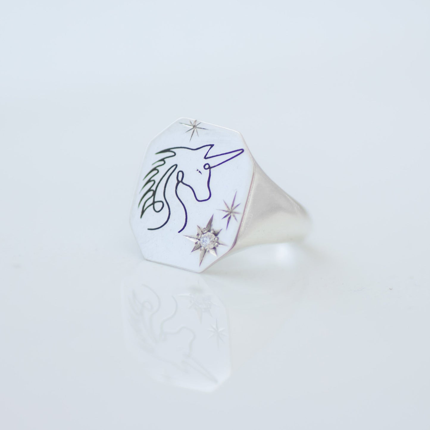 Unicorn Signet Ring silver Final Sale