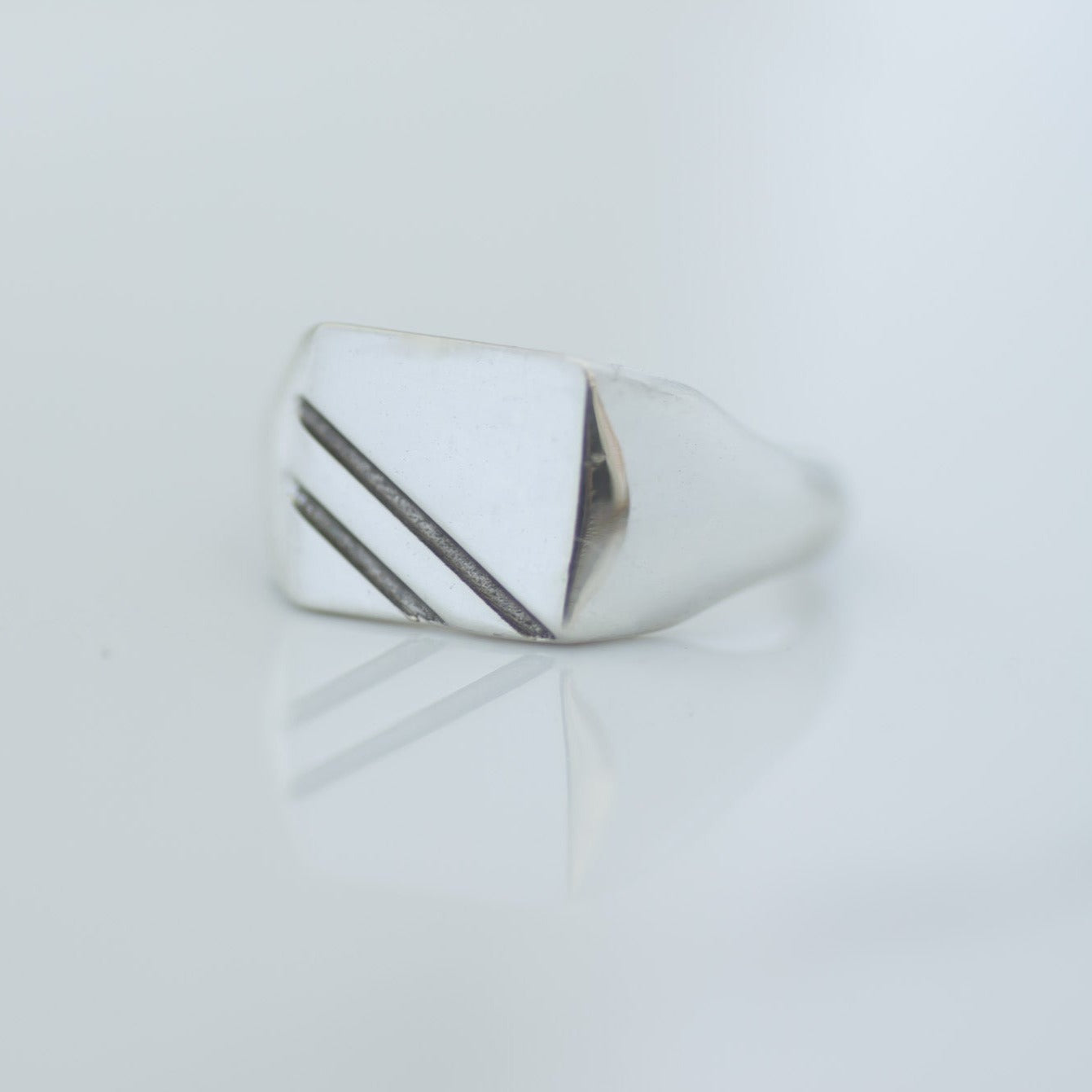 Striped Signet Ring silver Final Sale