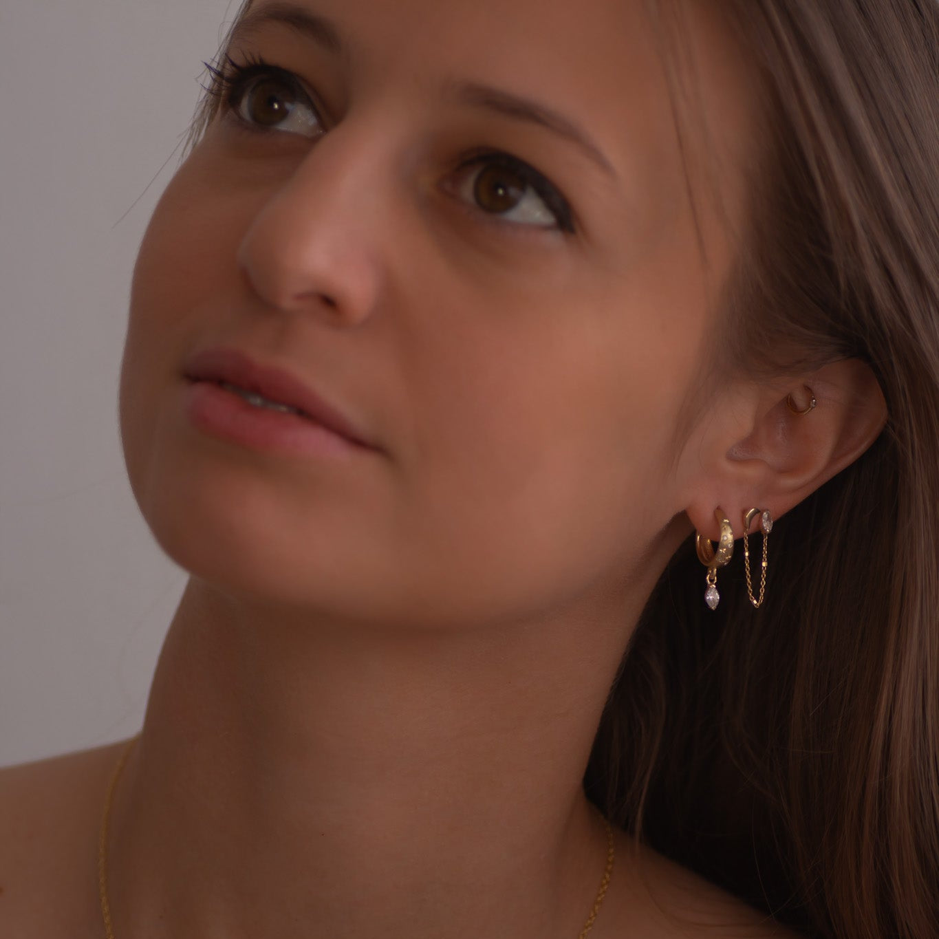 Galaxy & Marquise Diamond Hoop 14k gold