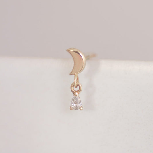 Luna Diamond Drop earring 14k gold