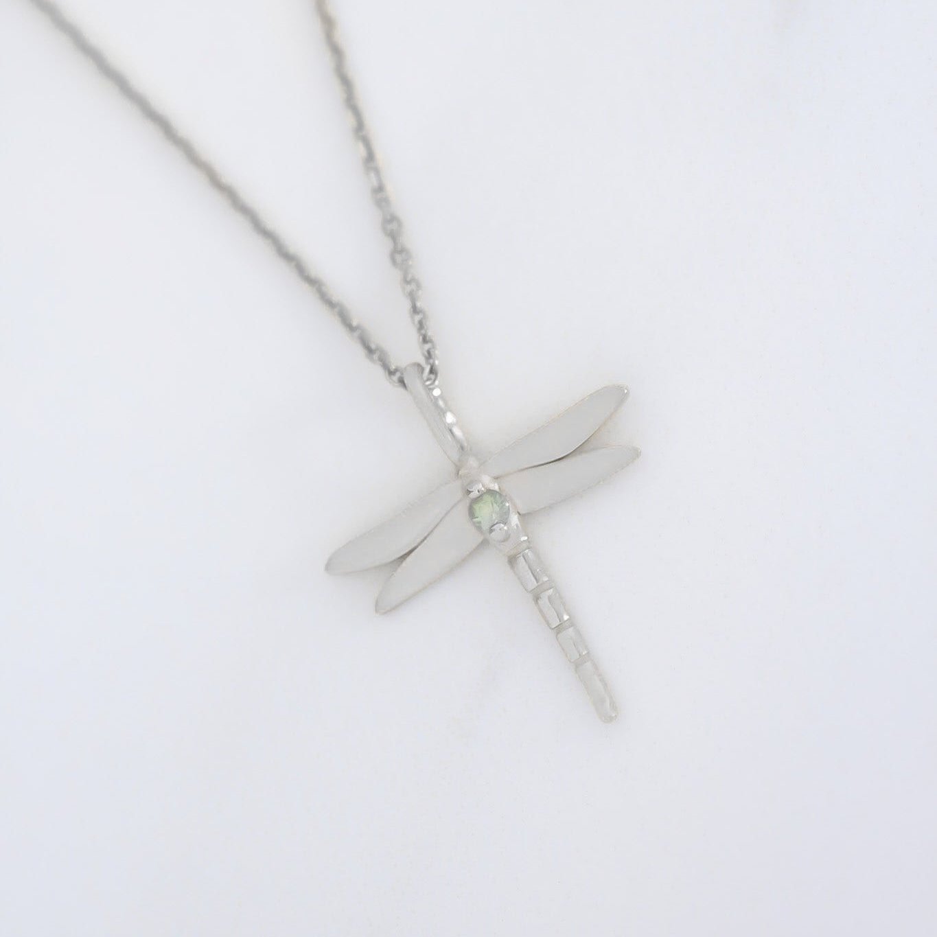 Dragonfly Green Sapphire necklace silver