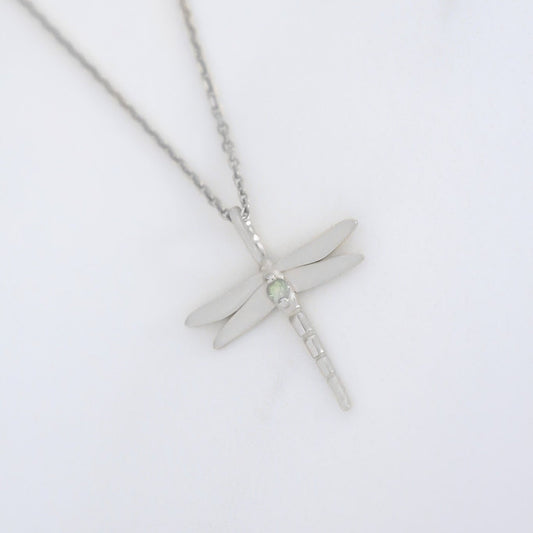 Dragonfly Green Sapphire necklace silver