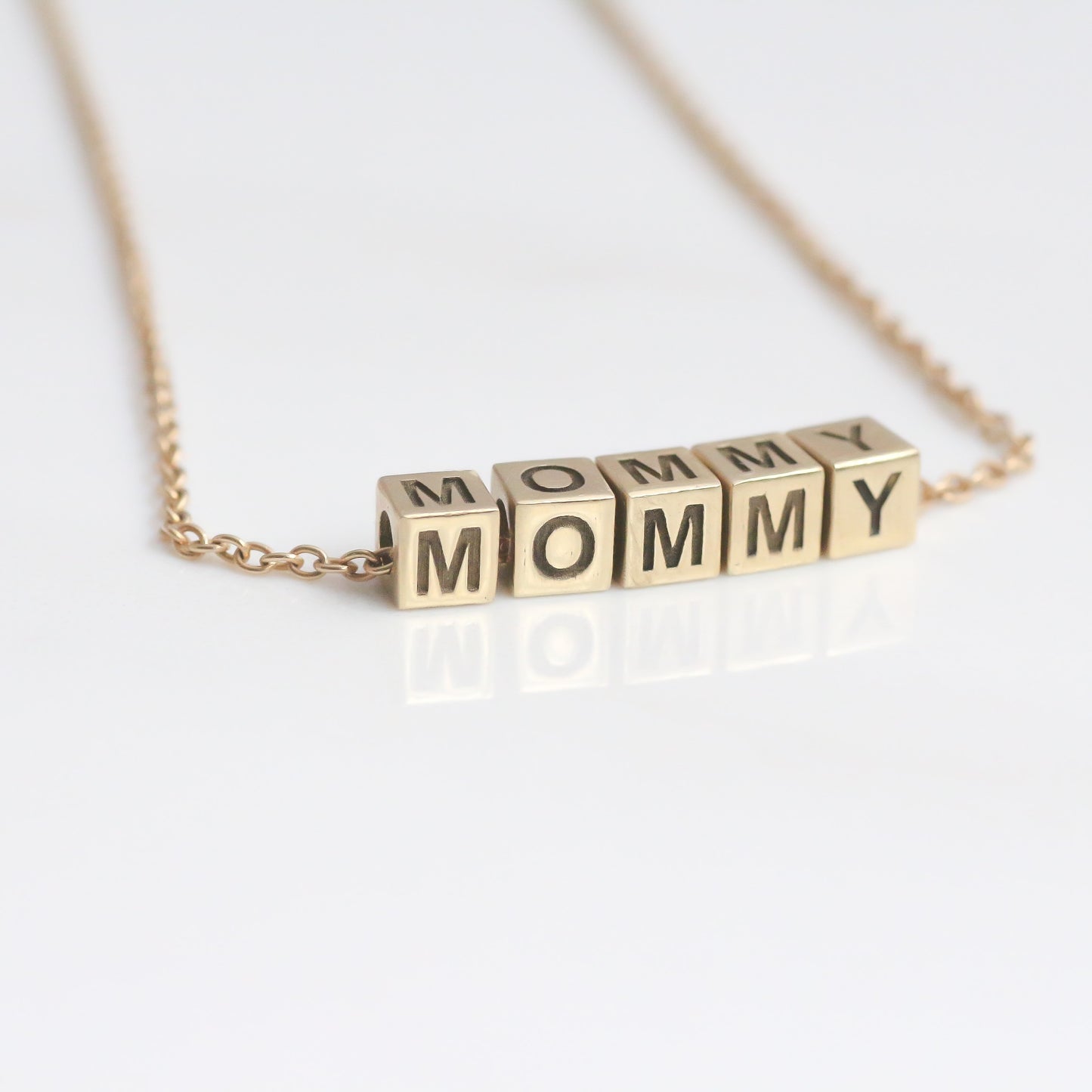 Custom Cube Bead Necklace 14k gold