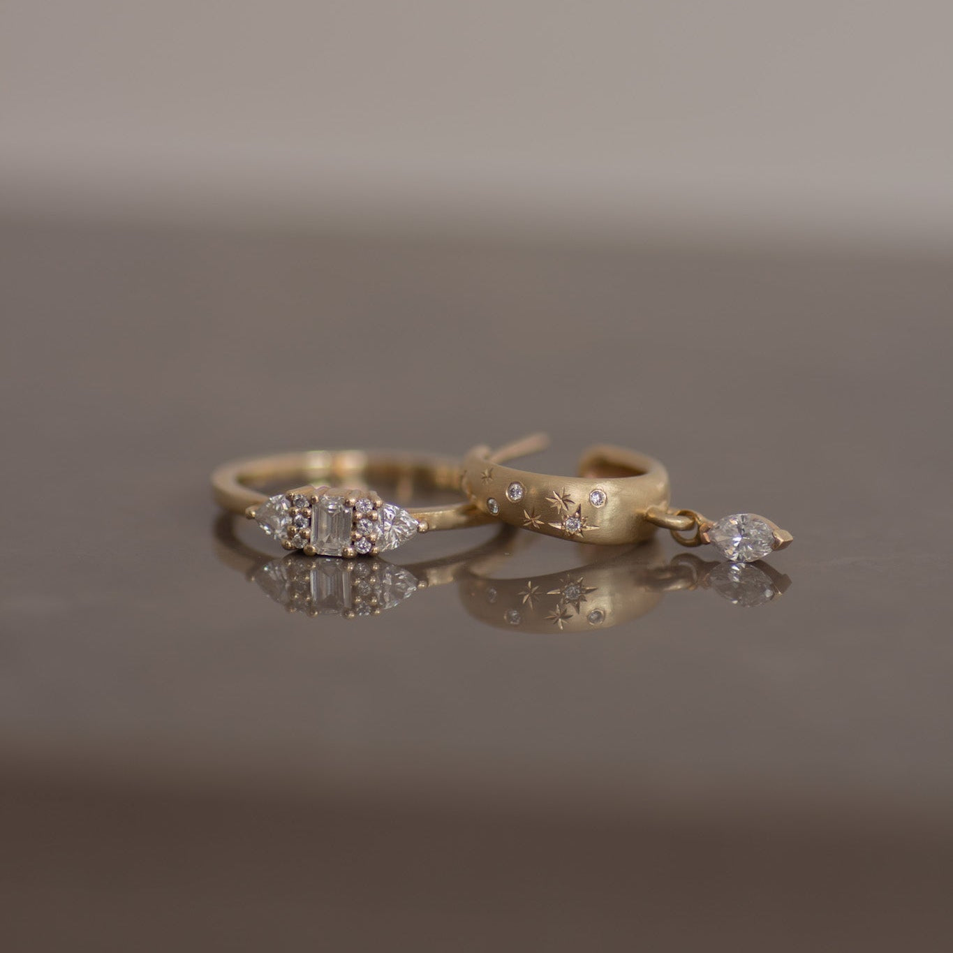 Galaxy & Marquise Diamond Hoop 14k gold