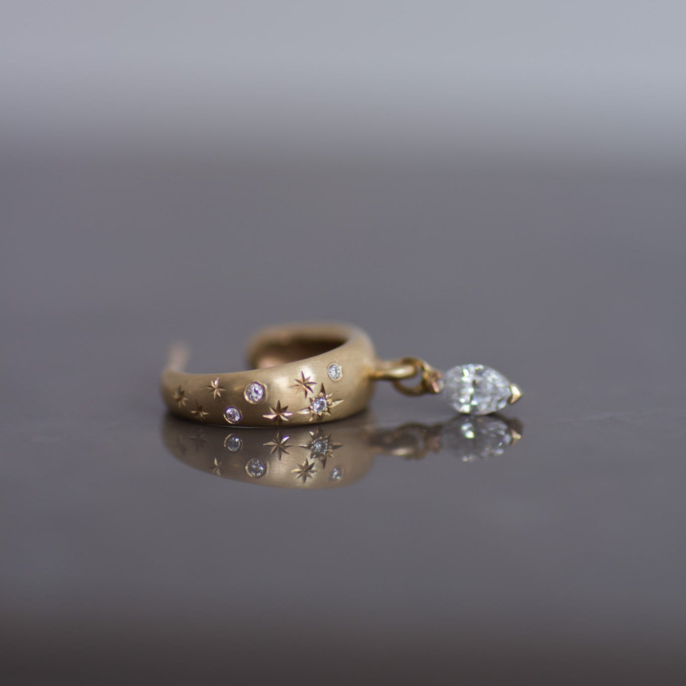 Galaxy & Marquise Diamond Hoop 14k gold