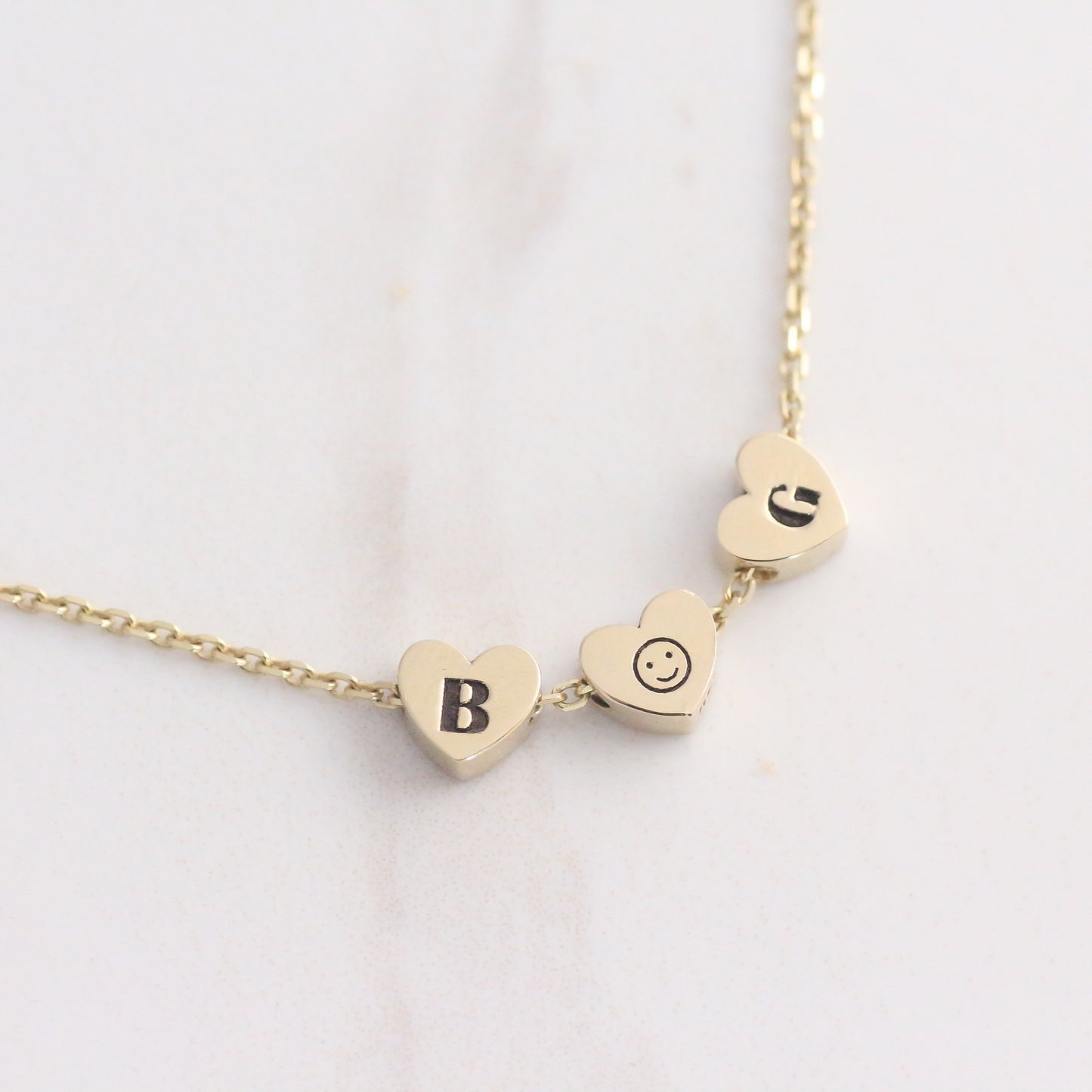 Custom Heart Bead Necklace 14k gold