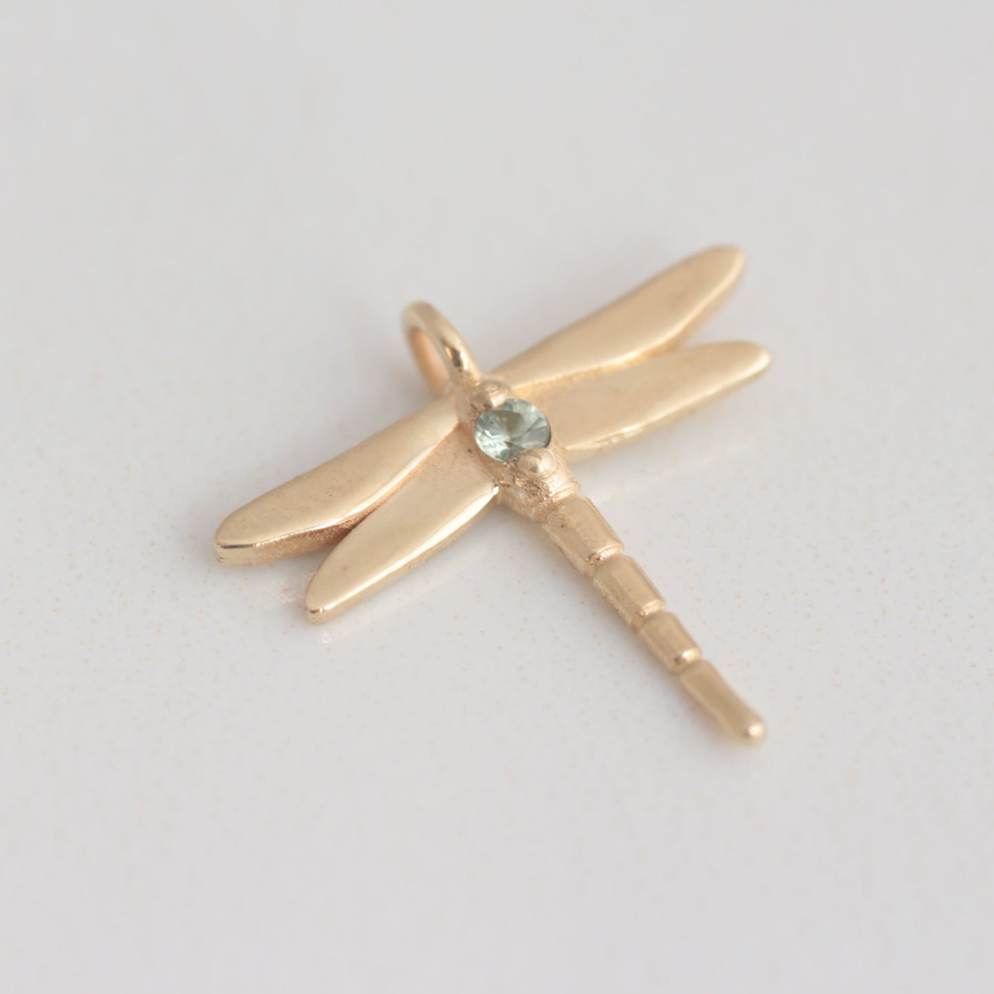 Dragonfly Green Sapphire necklace 14k gold