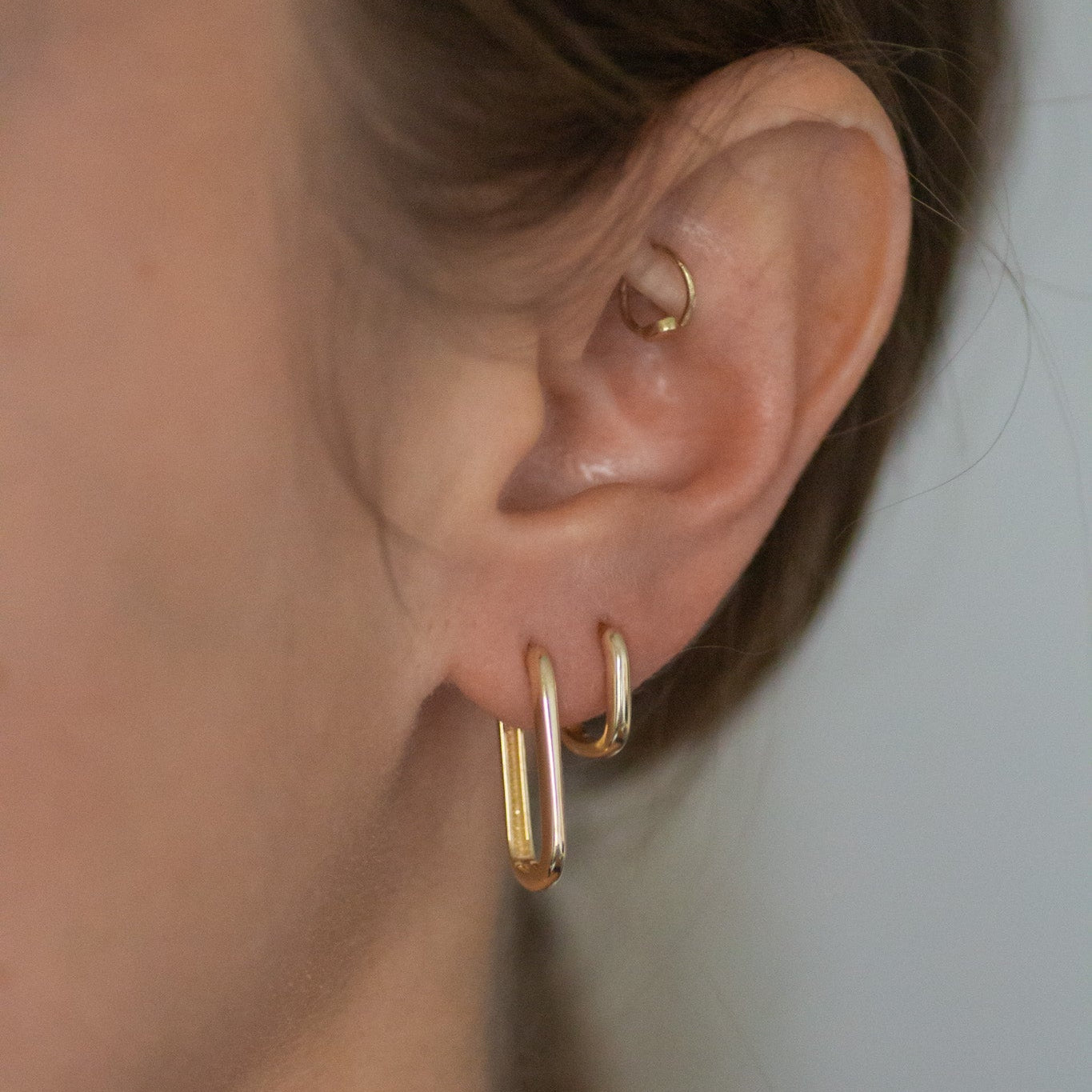 Small Rectangle Hoops 14k gold