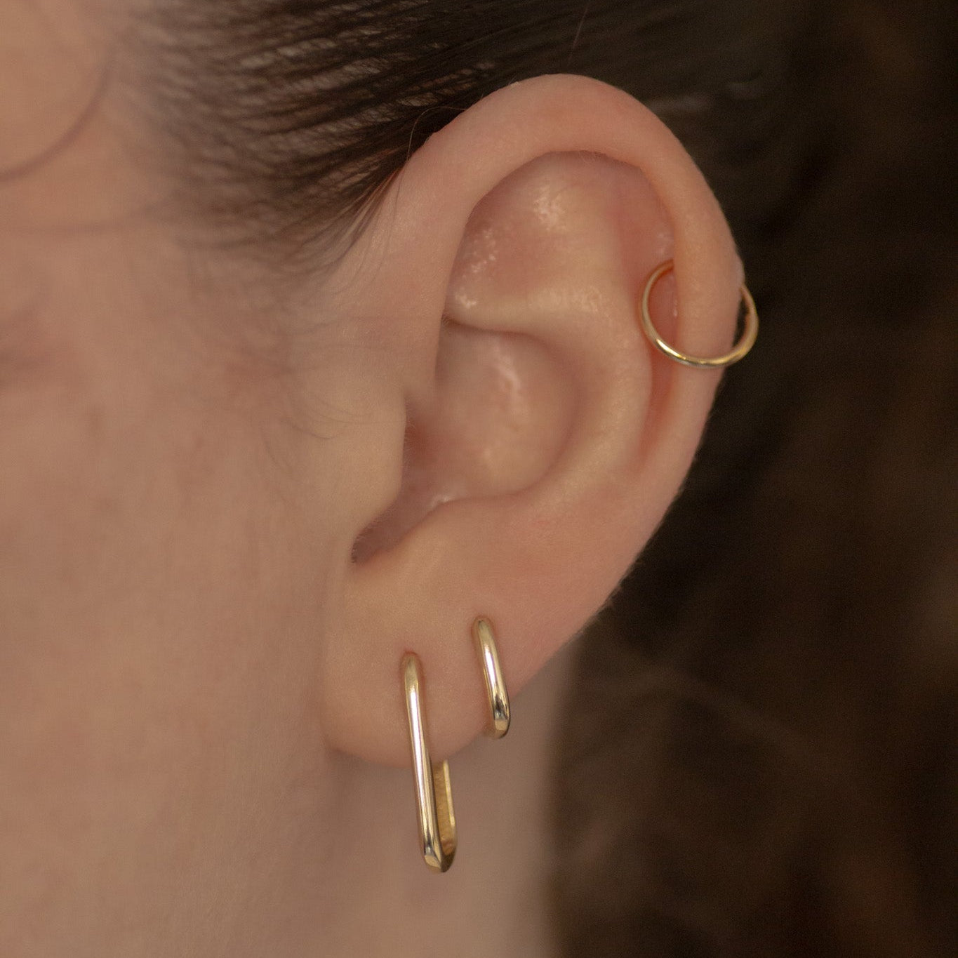 Large Rectangle Hoops 14k gold